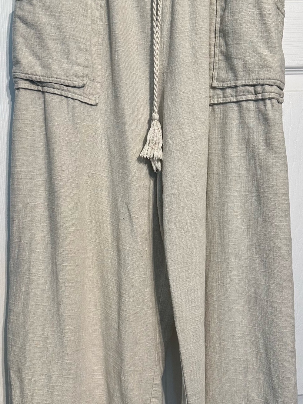 House of Harlow 1960 beige Linen Cargo Drawstring Pants